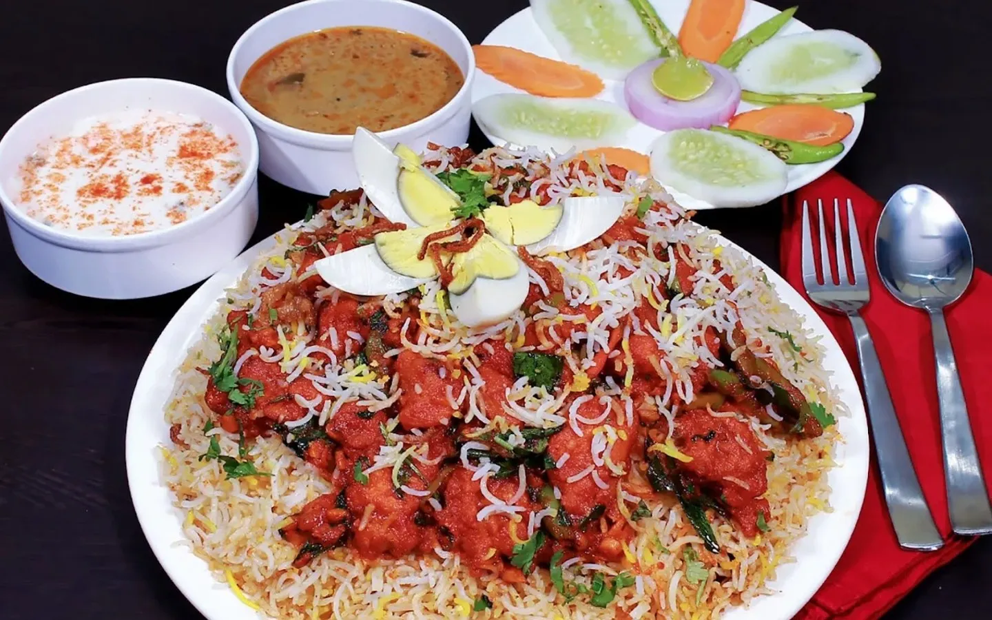 Bawarchi Biryanis signature dishes Hyderabadi Chicken Dum BiryaniAvakai Goat BiryaniChicken 65